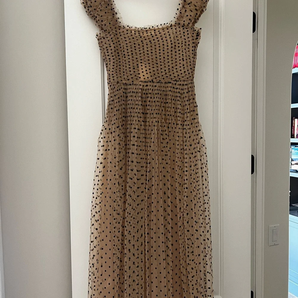 Doen Tan and Black Polka Dot Midi Dress - Picture 3 of 6